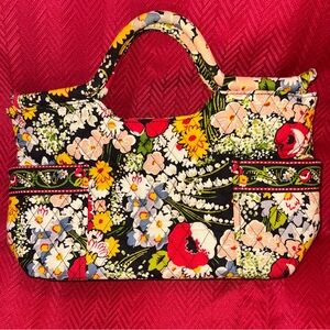 Floral Women's Purse / Bag Black Red Yellow by Vera Bradley 11x15 2 Side Pockets